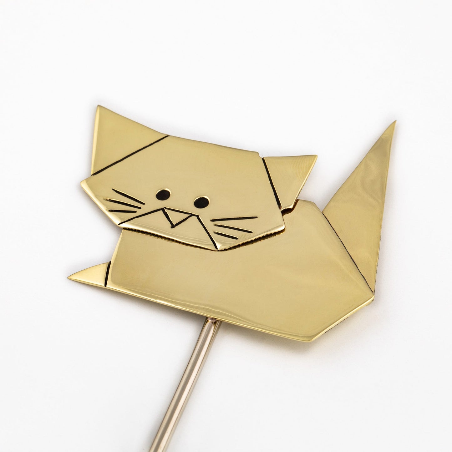 Origami Cat Mixed Metal Plant Stake