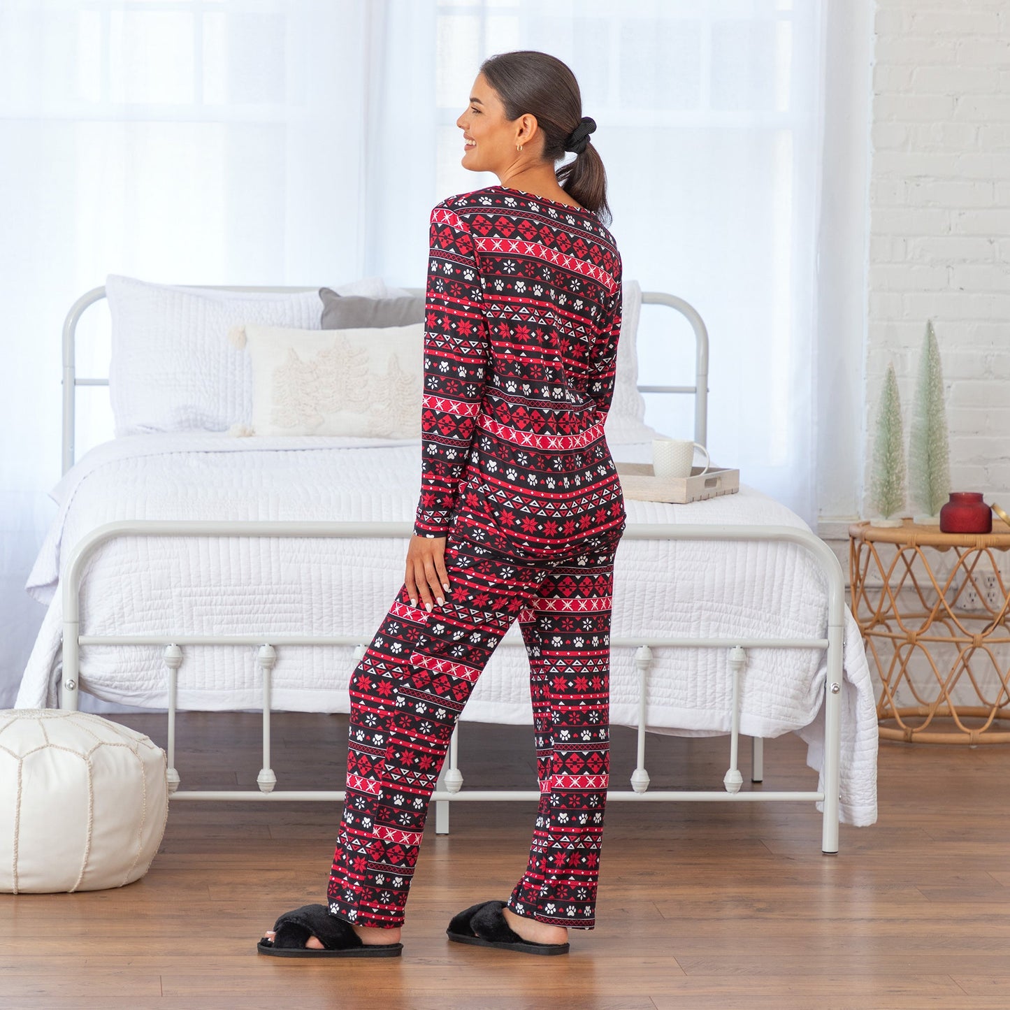 Traditional Nordic Paws Soft Touch Henley Pajama Set