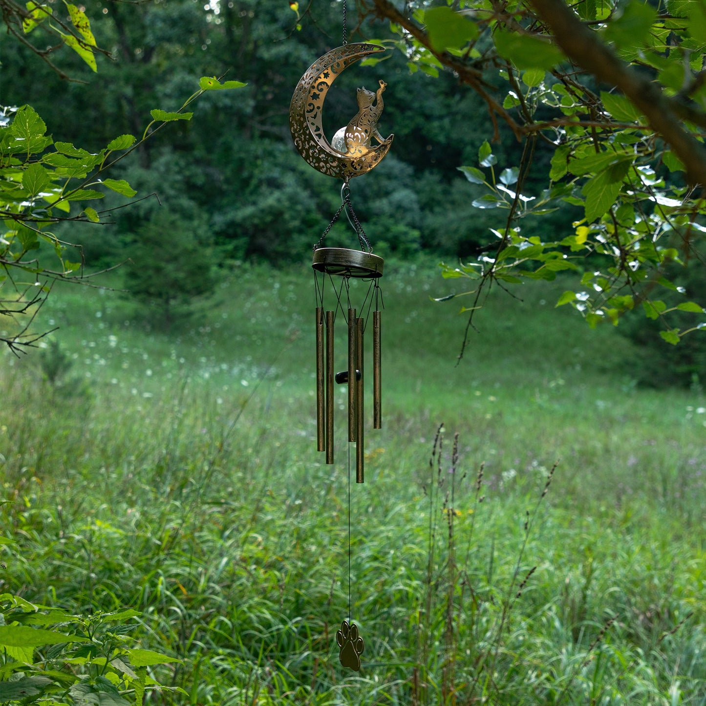 Pet Crescent Moon Solar Wind Chime