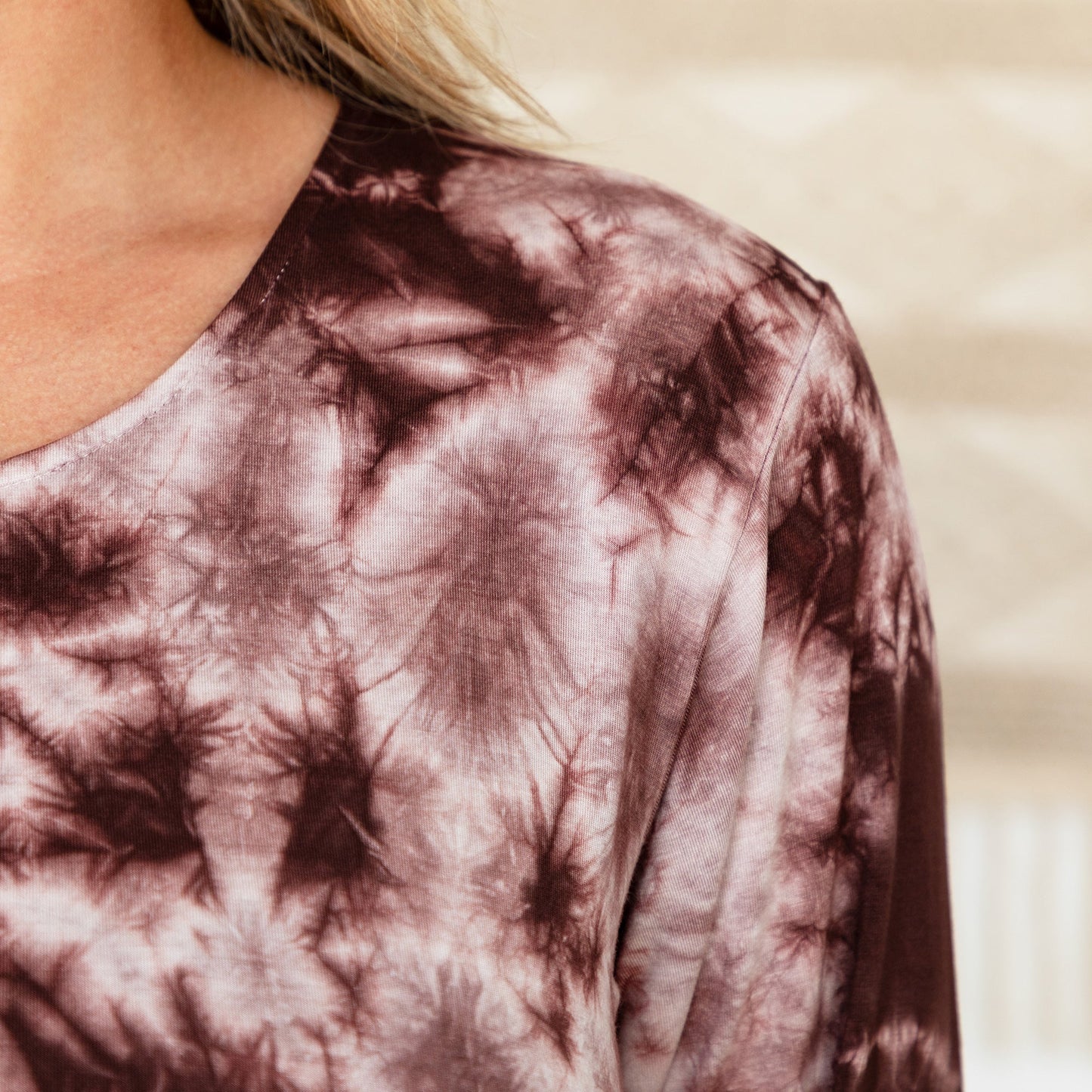 Tie-Dye Ruffle Long Sleeve Top