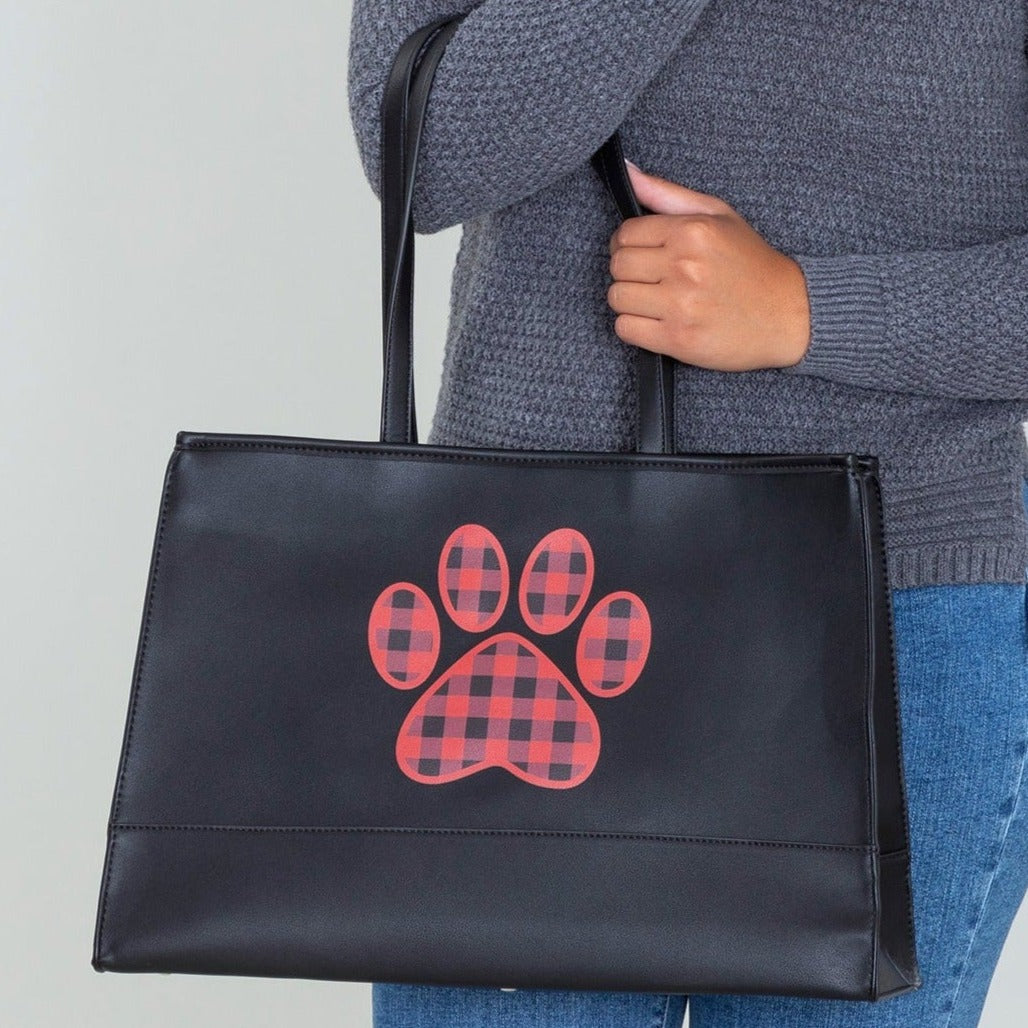 Buffalo Check Paw Print Handbag