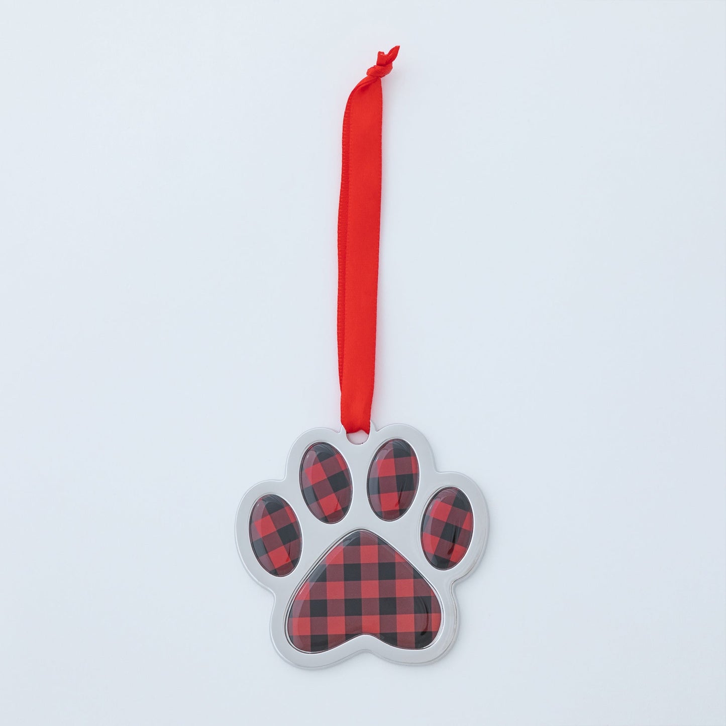 Gingham Paw Print Ornament