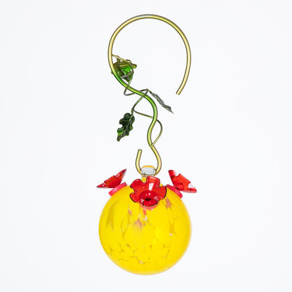 Flower & Vine Glass Globe Hummingbird Feeder