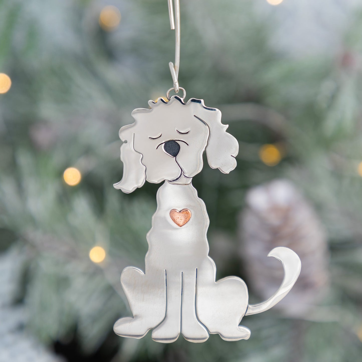 Fluffy Dog Mixed Metal Ornament