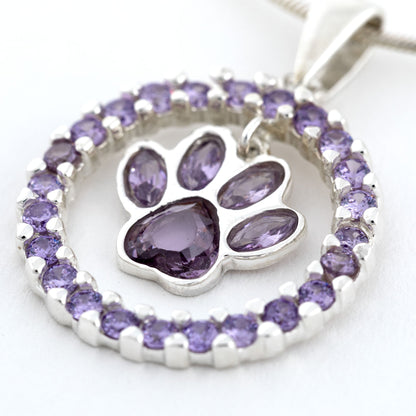 All Over Shine Sterling Paw Print Necklace