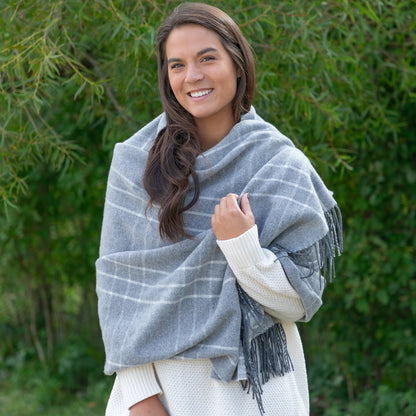 Ukrainian Merino Wool & Cashmere Plaid Shawl