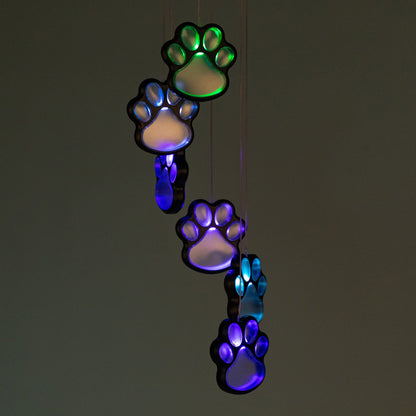 Multicolor Paw Print Solar Chime