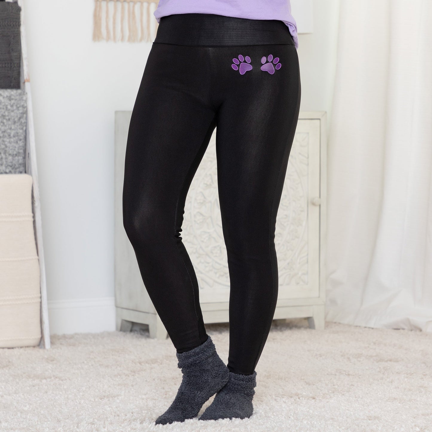 Paw Print Fleece-Lined Leggings