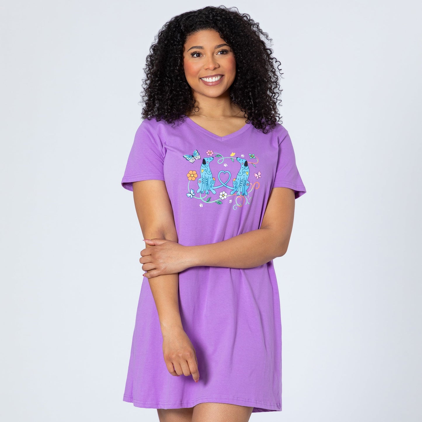 Flowers & Festive Pet V-Neck Nightgown