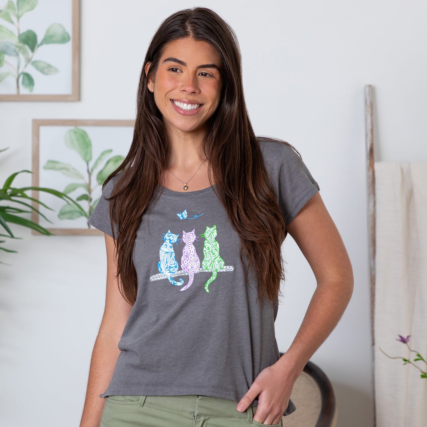 Sitting Kitties Scoop Neck Tee