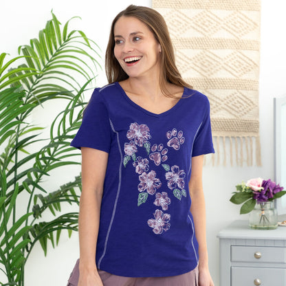 Hibiscus & Paws Bamboo Blend V-Neck Tee