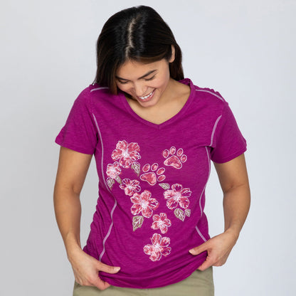 Hibiscus & Paws Bamboo Blend V-Neck Tee