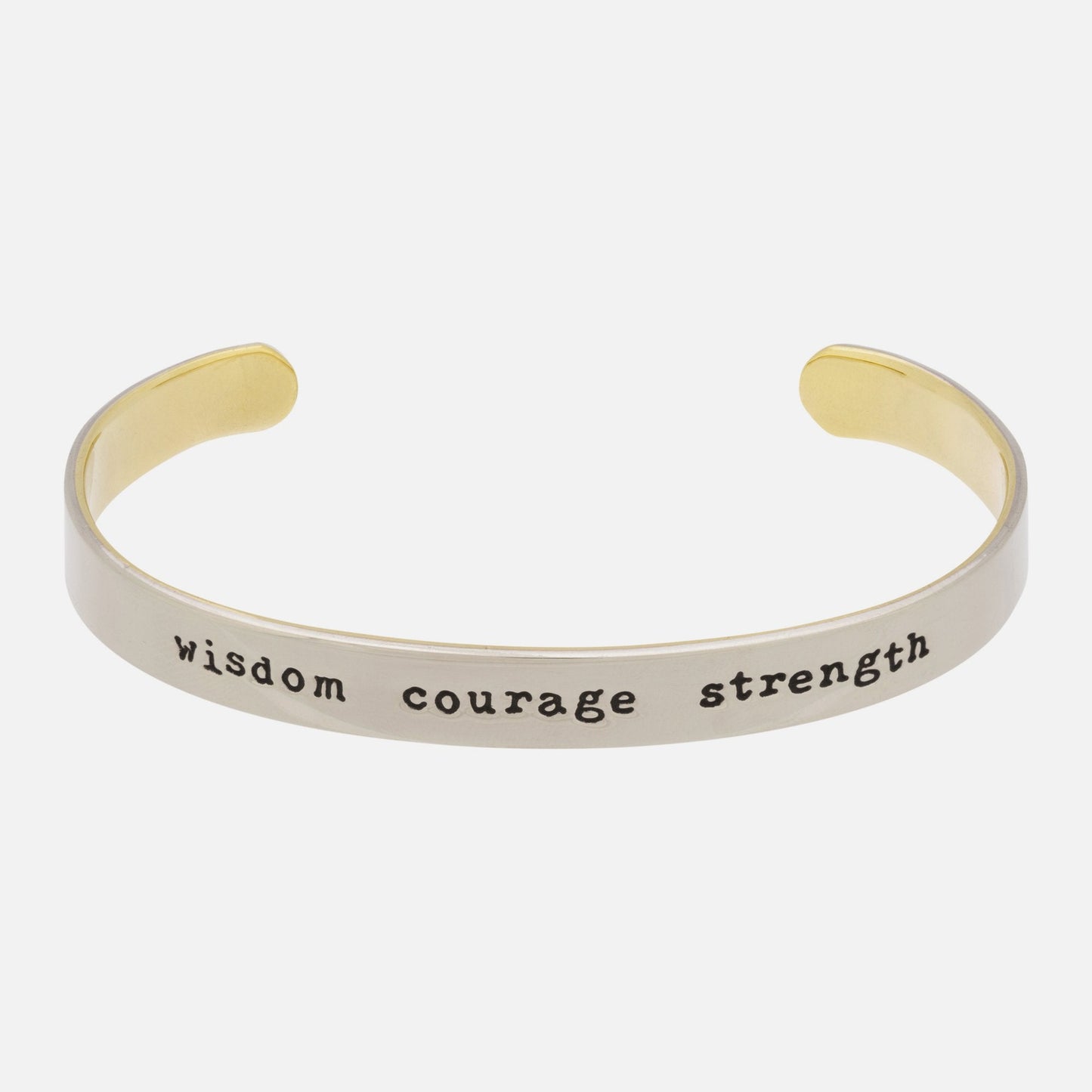 Wisdom Courage Strength Mixed Metals Cuff Bracelet