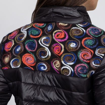 Mixed Fabric Embroidery Insulated Jacket