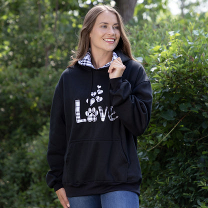 Plaid Love & Paw Hooded Sweatshirt