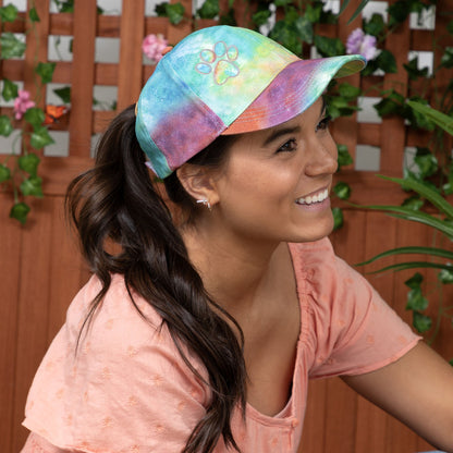 Paw Print Tie-Dye Ponytail Hat