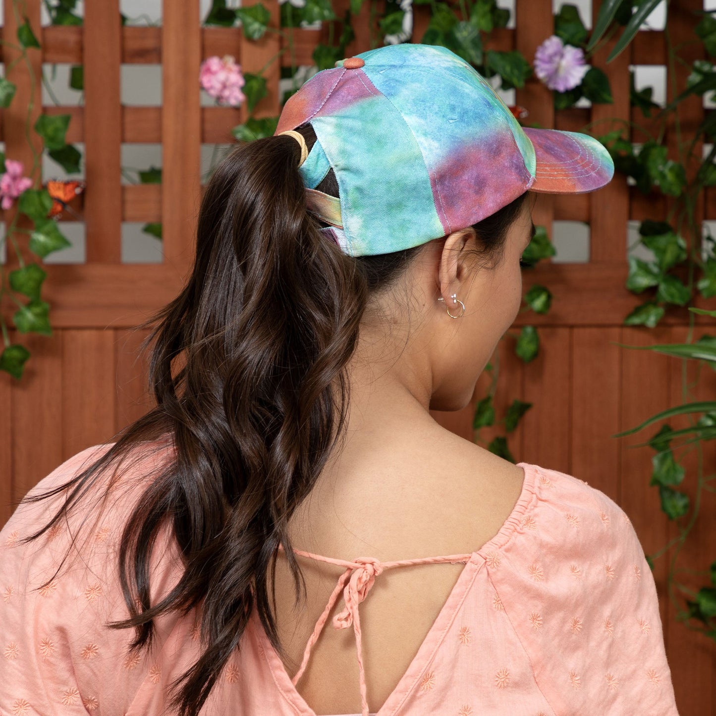 Paw Print Tie-Dye Ponytail Hat