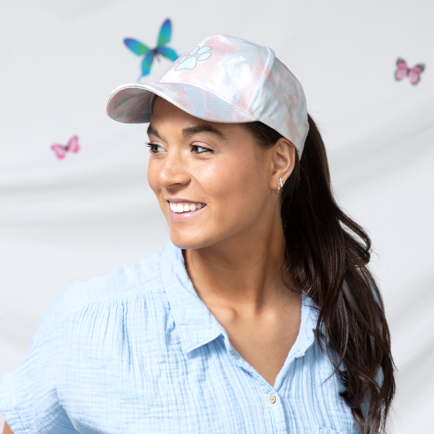 Paw Print Tie-Dye Ponytail Hat