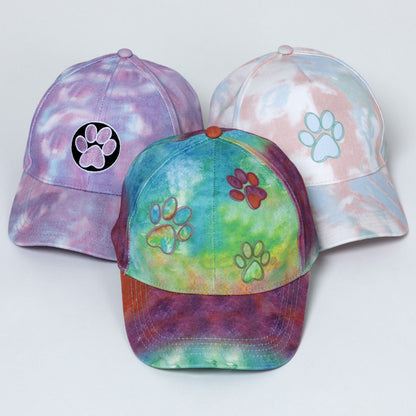 Paw Print Tie-Dye Ponytail Hat