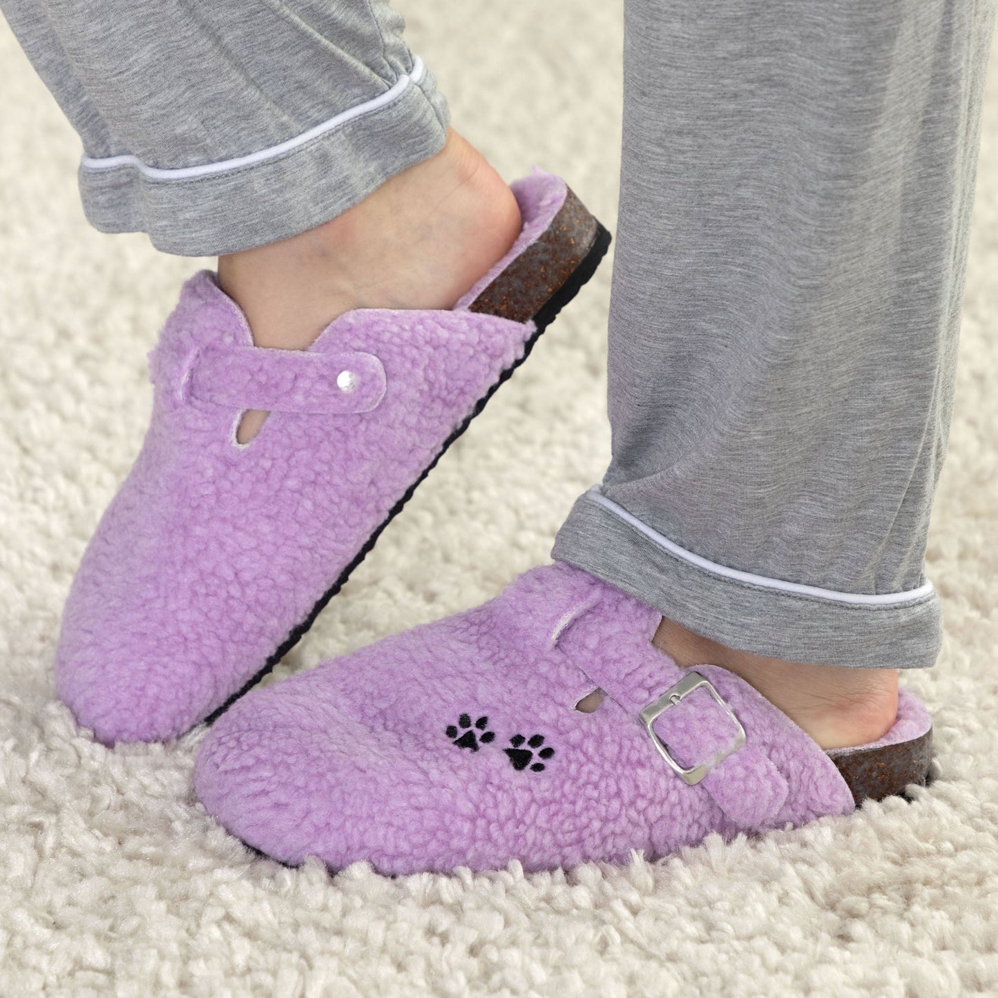 Paw Print Sherpa Clog Slippers