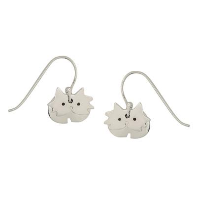 Fluffy Cat Sterling Silver Earrings