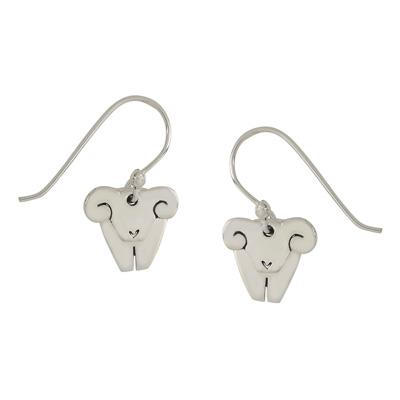 Dancing Ram Sterling Silver Wire Earring