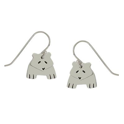 Dancing Panda Sterling Silver Wire Earring