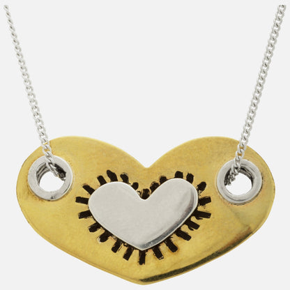 The Heart Speaks Sterling & Brass Necklace