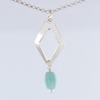 Cutout Diamond Amazonite Sterling Silver Necklace