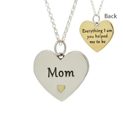 Mom Everything I Am You Helped Me To Be Sterling & Brass Necklace