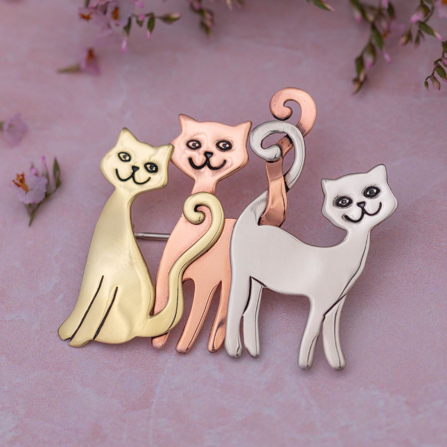 Cat Tails Mixed Metal Pin