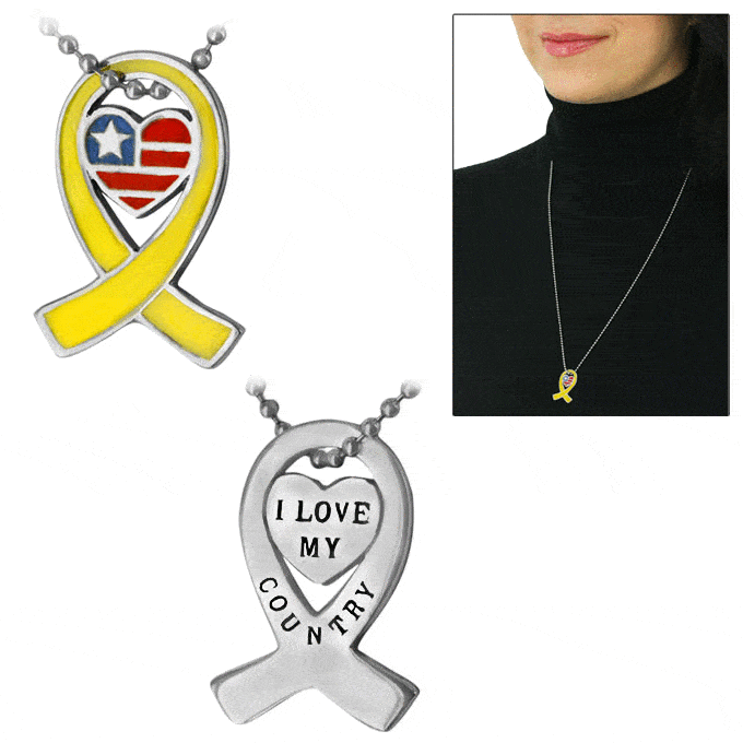 America In My Heart Yellow Ribbon Necklace