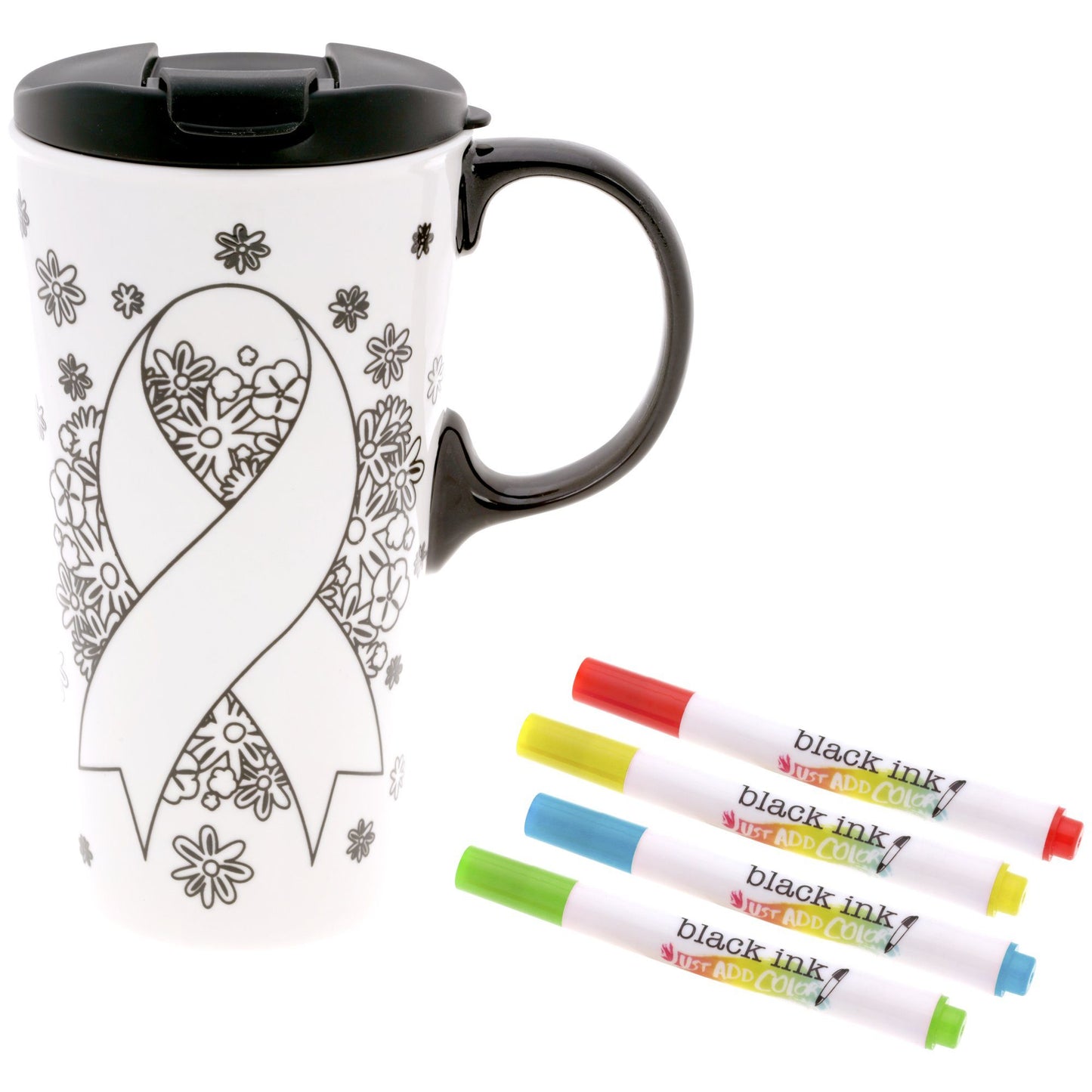 Cause Ribbon Coloring Ceramic Travel Mug