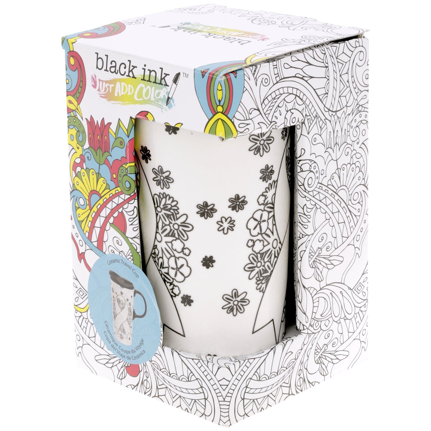 Cause Ribbon Coloring Ceramic Travel Mug