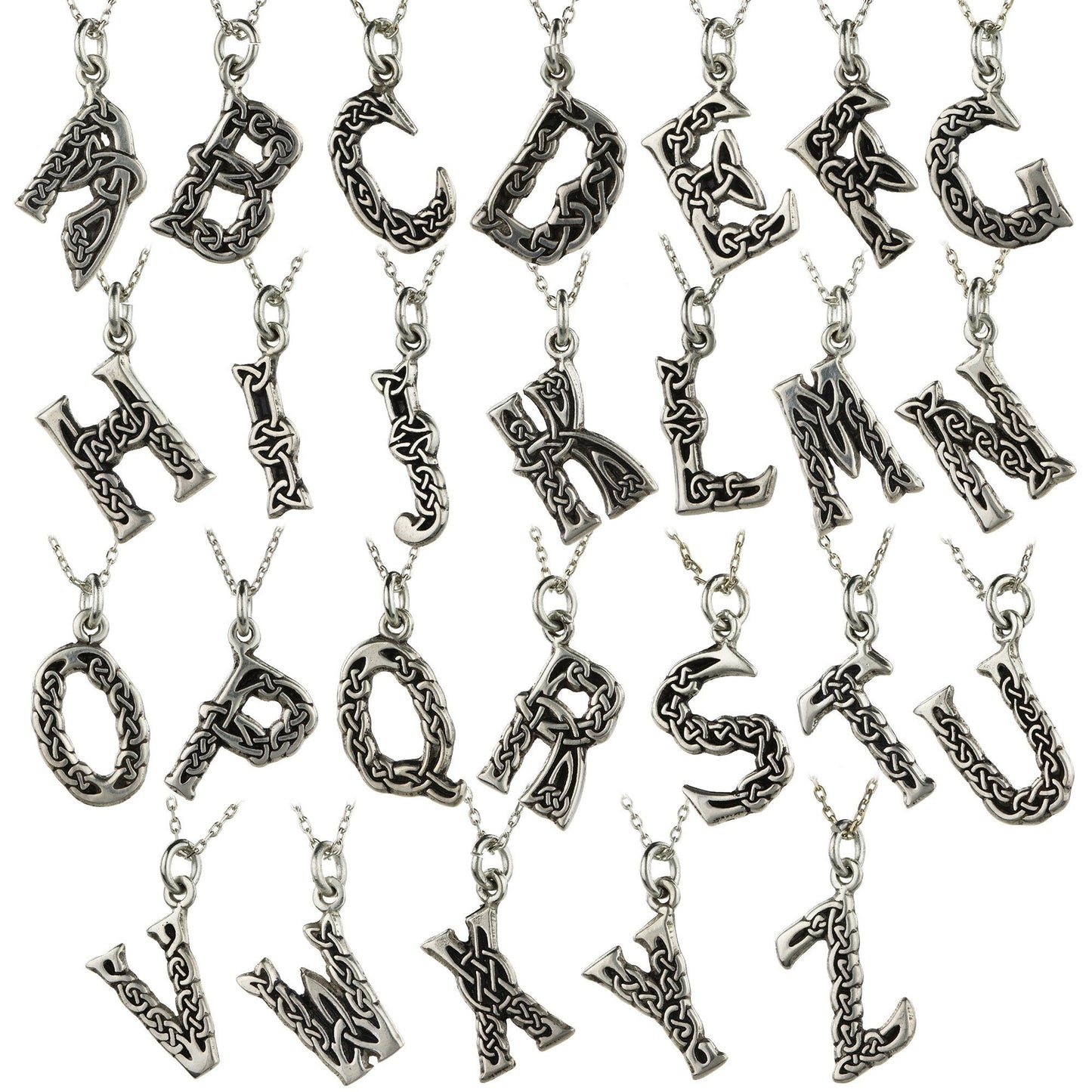 Celtic Alphabet Pewter Necklace