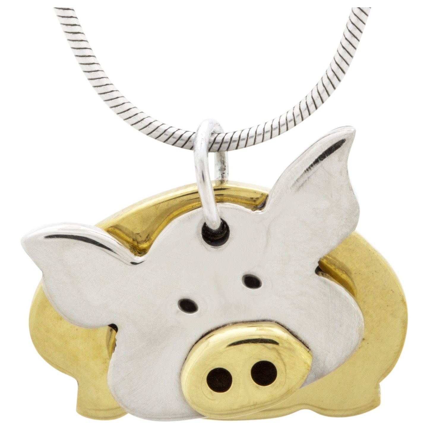 Dancing Pig Mixed Metals Necklace