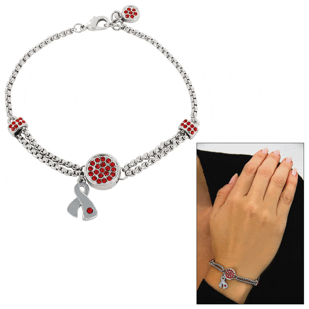 Diabetes Ribbon Pav&eacute; Bracelet