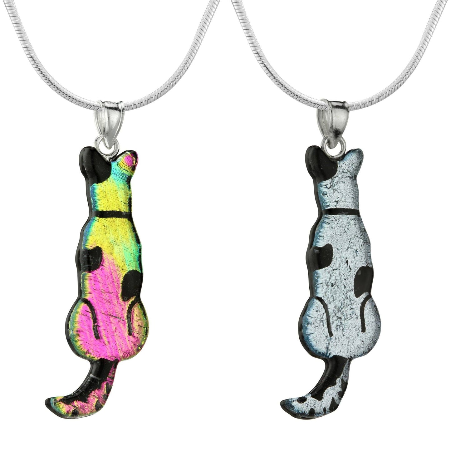 Dichroic Glass Dog Silhouette Necklace