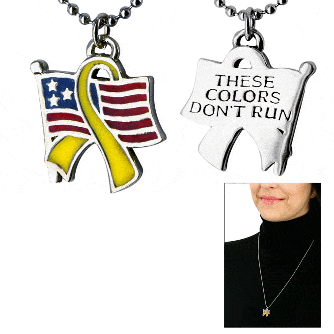 Flag & Yellow Ribbon Necklace