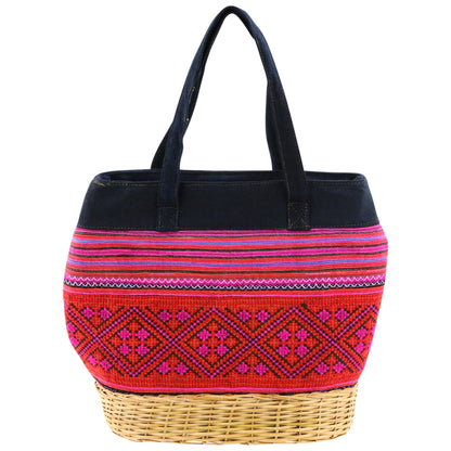 H'Mong Textile & Wicker Handbag