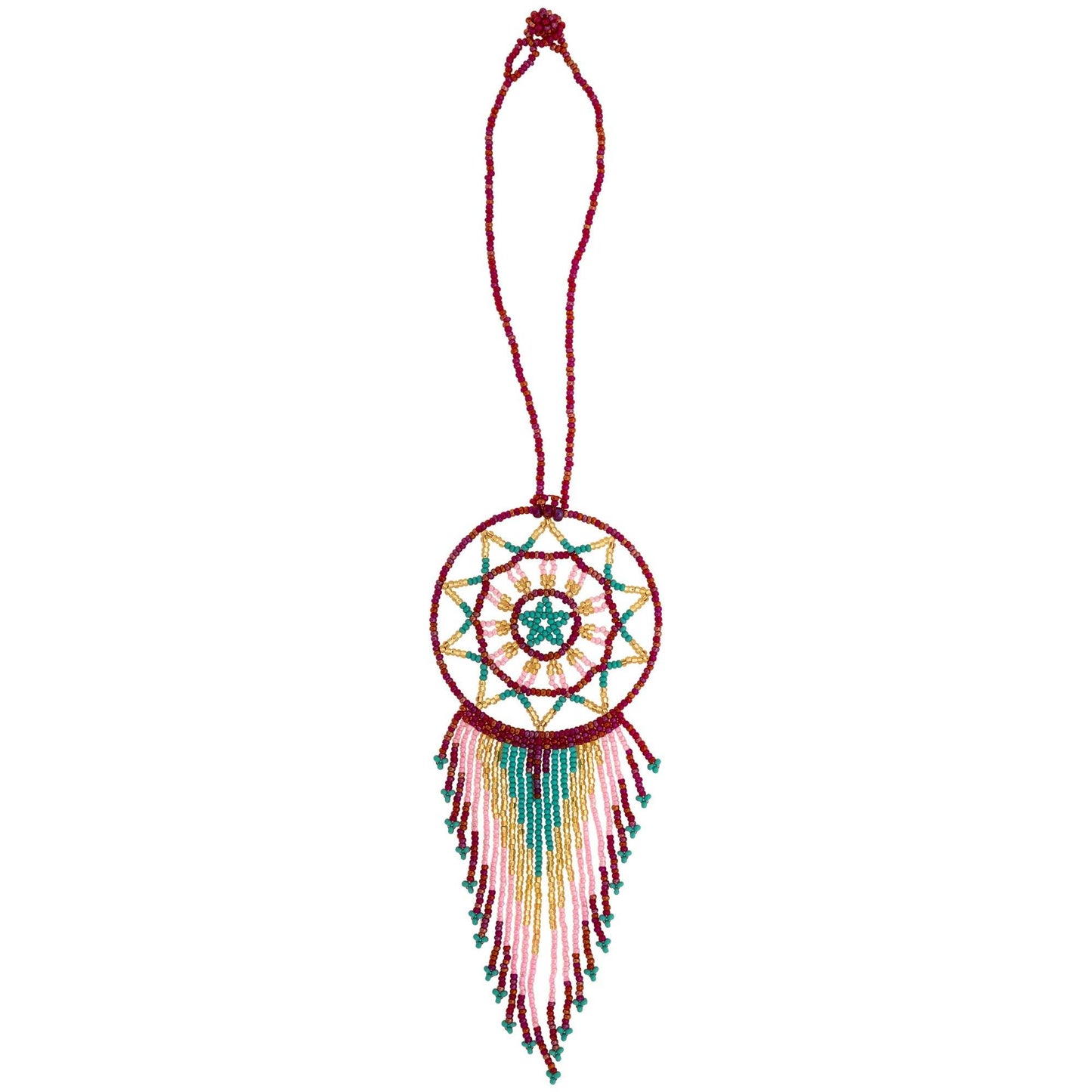 Hand-Beaded Dream Catcher Car Charm