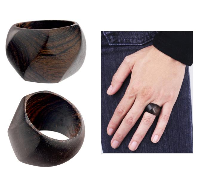 Ethical Ebony Diamond-Cut Ring