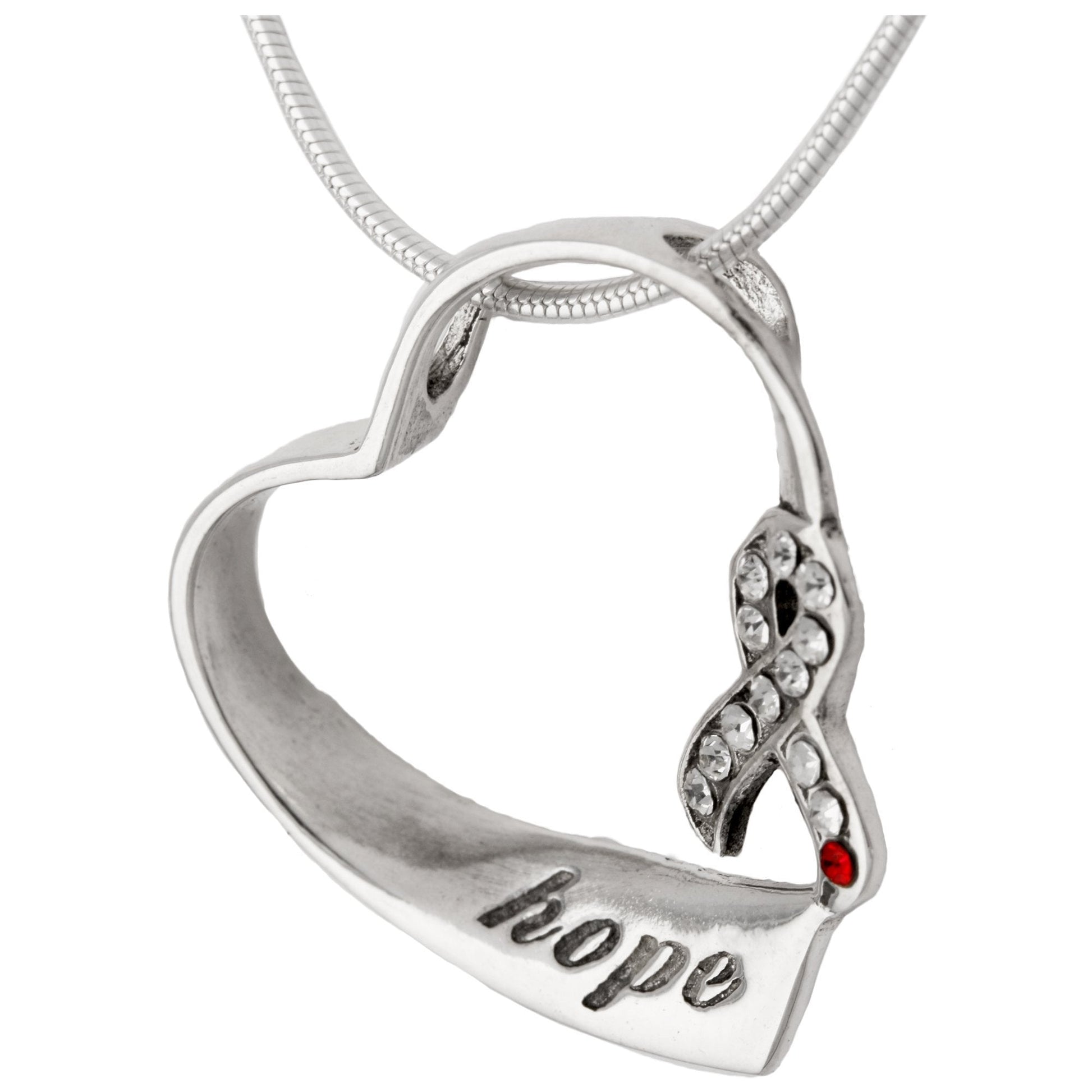 Hope For Diabetes Sterling Heart Necklace