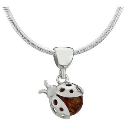 Ladybug Amber & Sterling Necklace