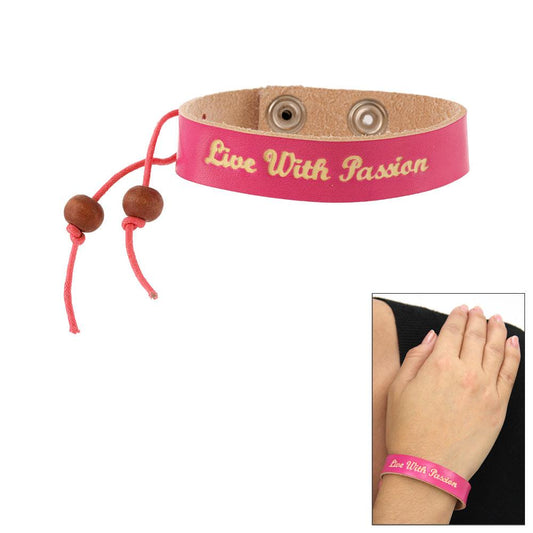 Live With Passion Faux Leather Bracelet