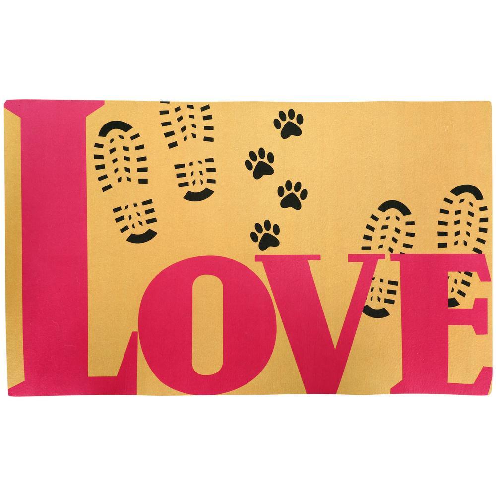 Love Lives Here Paw Print Indoor/Outdoor Mat