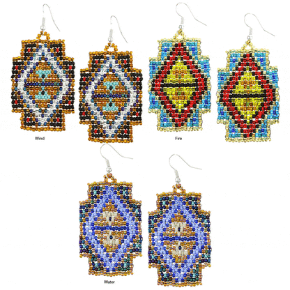 Mayan Pyramid Beaded Earrings