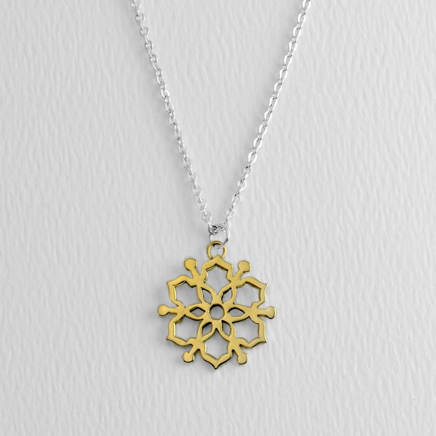 Moroccan Mandala Sterling & Brass Necklace