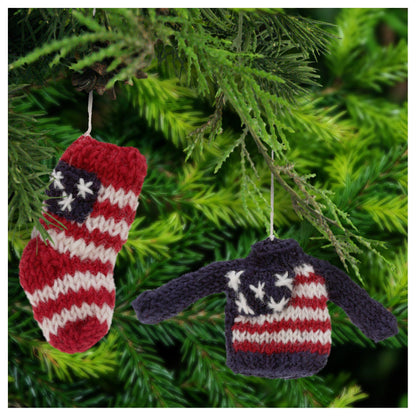 Old Glory Sweater & Stocking Ornaments Set