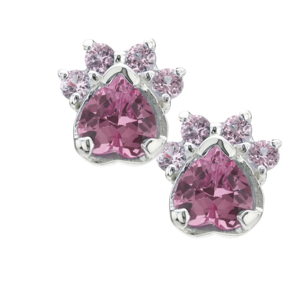 Paw Print Birthstone Earrings